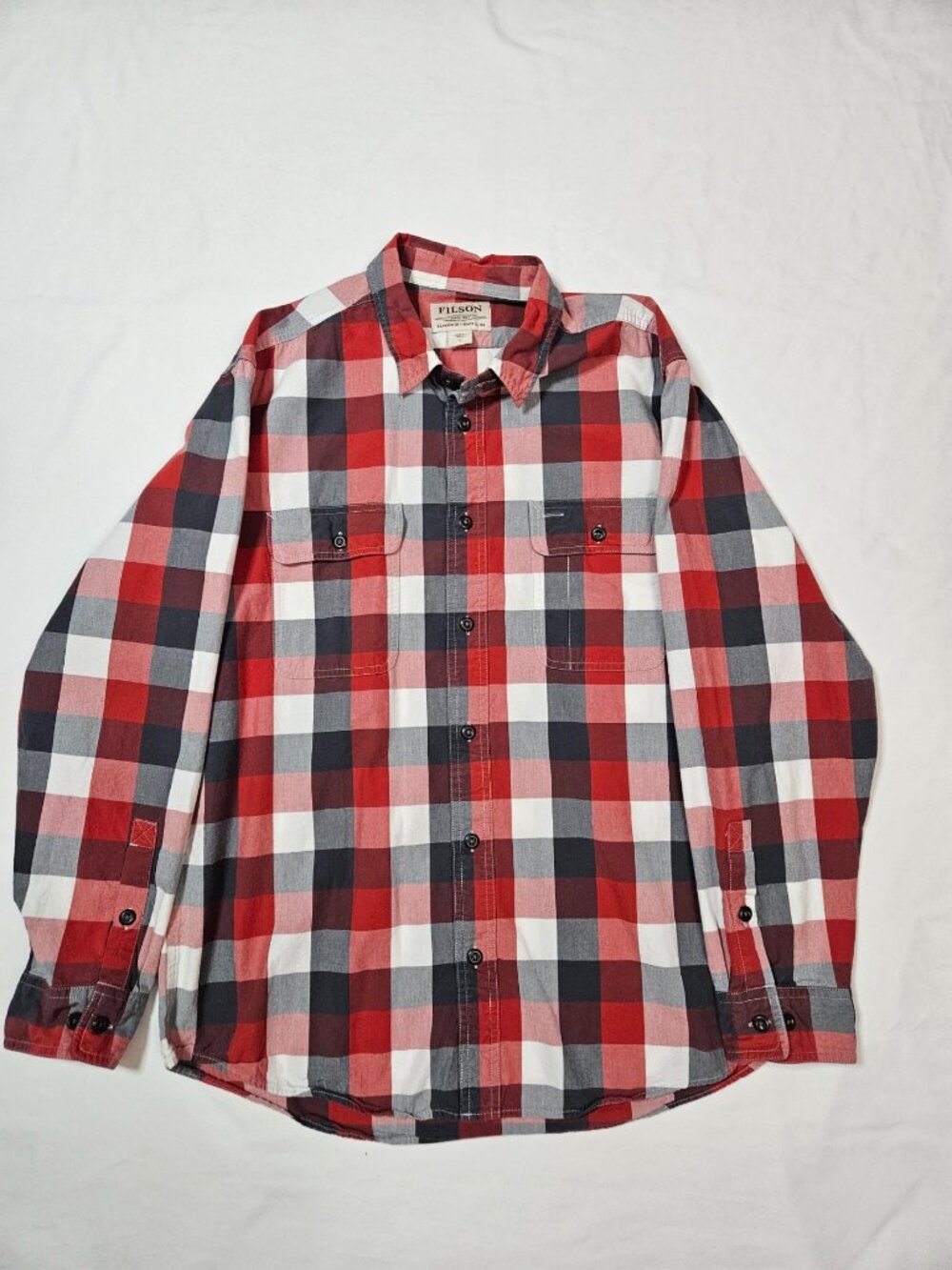 Filson Gorpcore Red Black Plaid Buffalo Check Flannel Button Down Shirt L 🌲✨